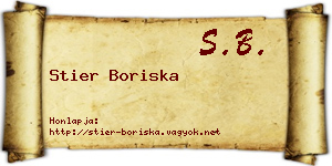 Stier Boriska névjegykártya
